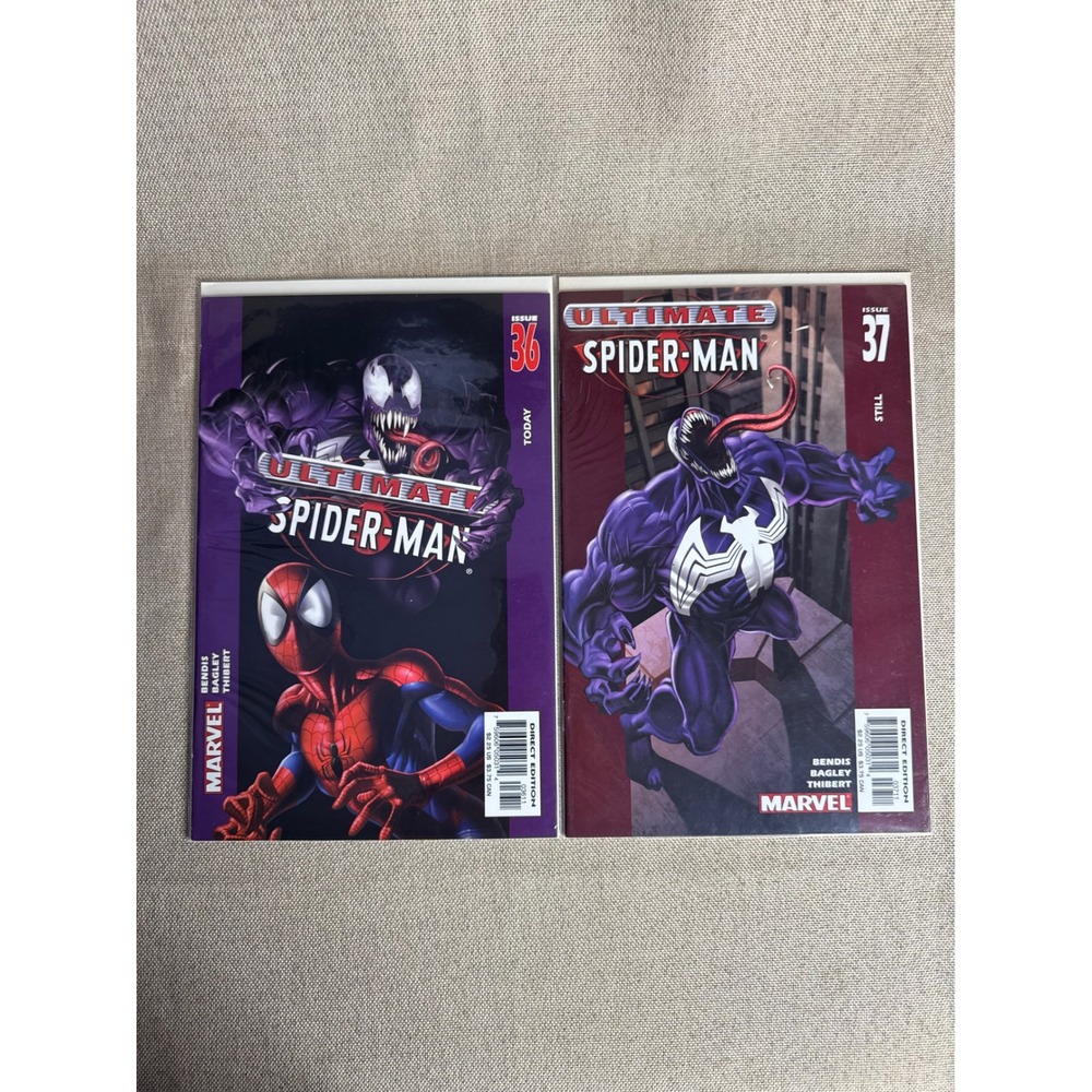 Marvel Ultimate Spider-Man Comic Lot Issues 36 37 Venom Bendis Bagley 2003